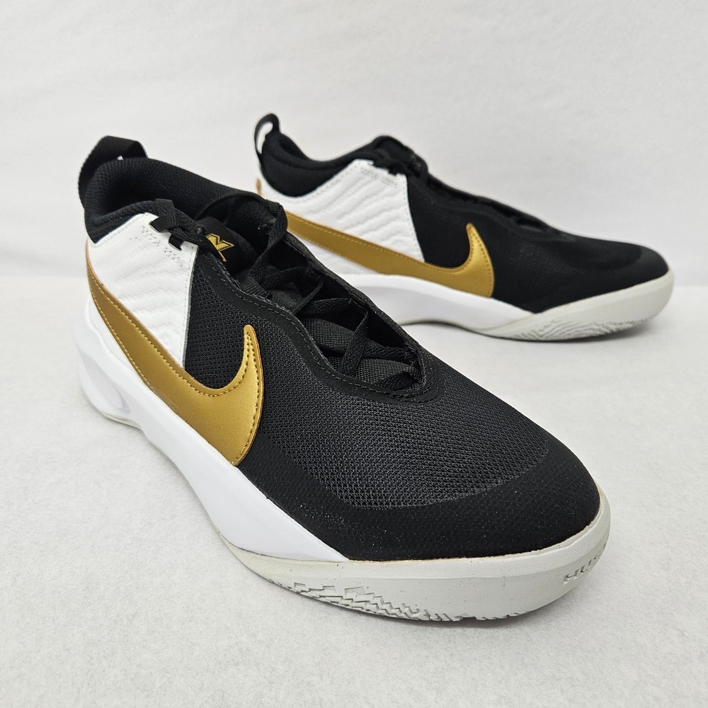 Nike Youth Team Hustle D‎ 10 Basketball Shoes CW6735-002 Black Gold White Sz 6Y